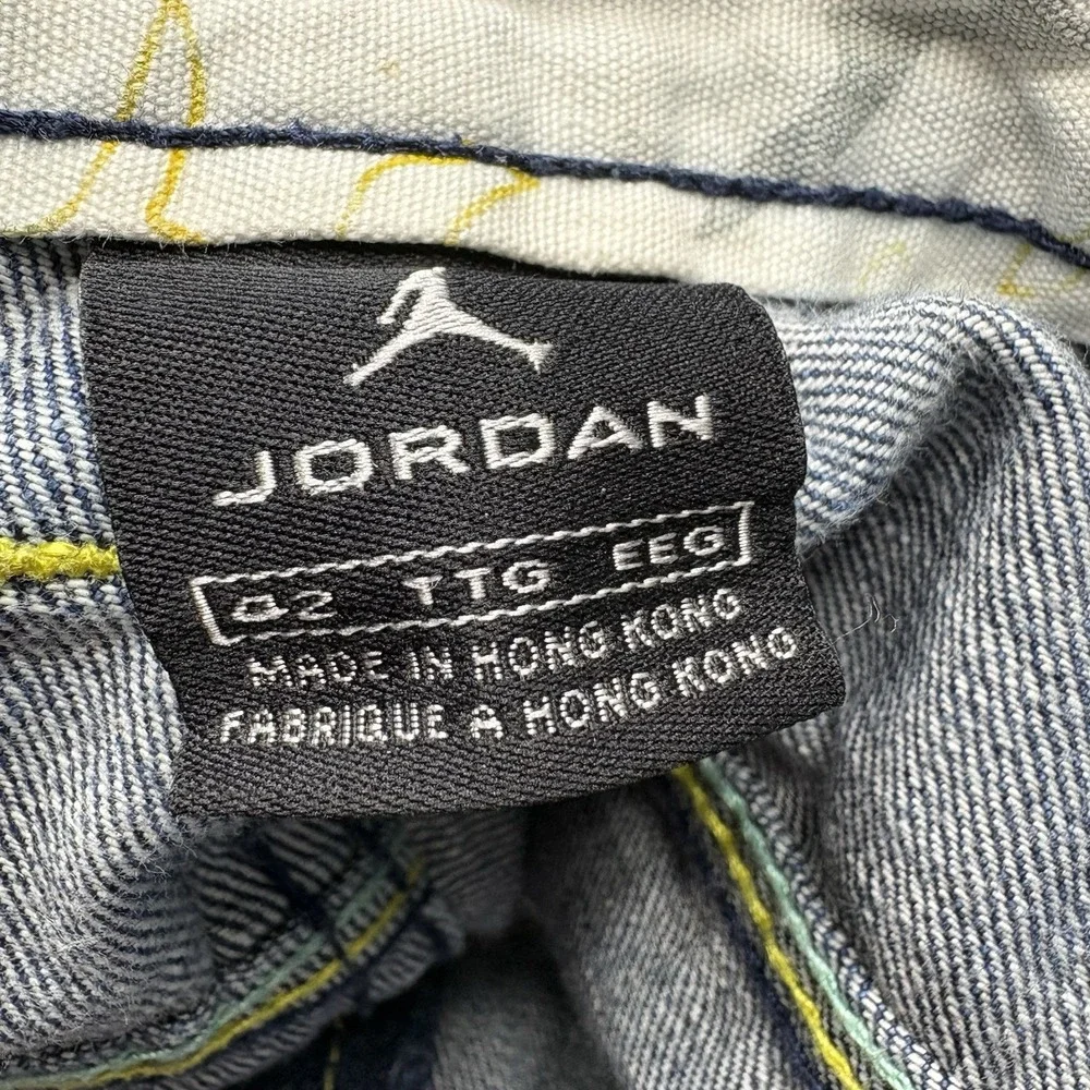 VTG Jordan XI Shorts Mens 42 Blue Baggy Embroider Denim Jorts Hip Hop Skater Y2K